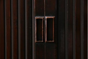 アンティーク建具　和製アンティーク　漆塗り　上質な和の空間を演出する格子帯戸4枚セット(引き戸、建具)(R-038203)