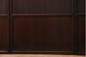 アンティーク建具　和製アンティーク　漆塗り　上質な和の空間を演出する格子帯戸4枚セット(引き戸、建具)(R-038203)