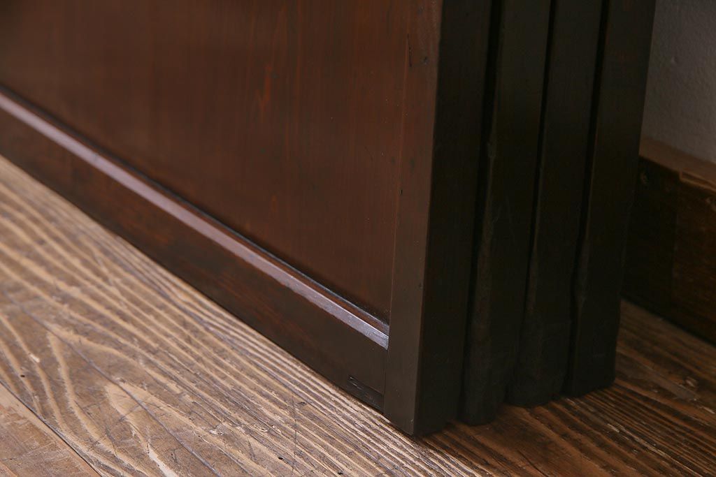 アンティーク建具　和製アンティーク　漆塗り　上質な和の空間を演出する格子帯戸4枚セット(引き戸、建具)(R-038203)