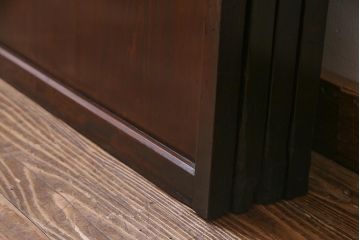 アンティーク建具　和製アンティーク　漆塗り　上質な和の空間を演出する格子帯戸4枚セット(引き戸、建具)(R-038203)