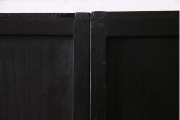 アンティーク建具　和製アンティーク　漆塗り　上質な和の空間を演出する格子帯戸4枚セット(引き戸、建具)(R-038203)