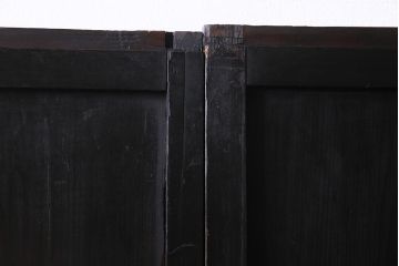 アンティーク建具　和製アンティーク　漆塗り　上質な和の空間を演出する格子帯戸4枚セット(引き戸、建具)(R-038203)