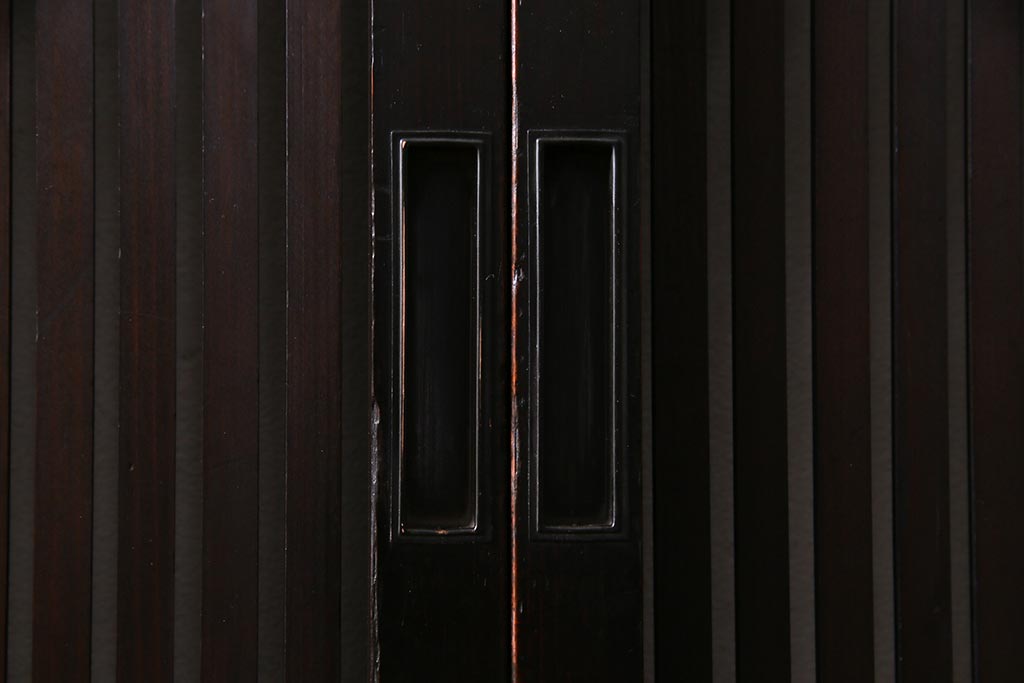 アンティーク建具　和製アンティーク　漆塗り　上質な和の空間を演出する格子帯戸4枚セット(引き戸、建具)(R-038203)