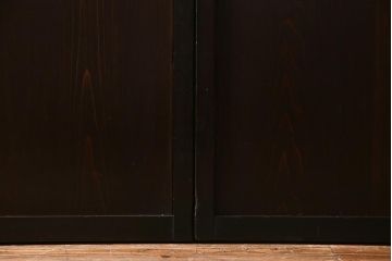 アンティーク建具　和製アンティーク　漆塗り　上質な和の空間を演出する格子帯戸4枚セット(引き戸、建具)(R-038203)