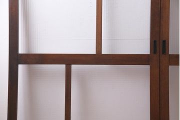 アンティーク建具　モールガラス入り　大判のレトロガラスが可愛らしいガラス戸2枚セット(引き戸)(R-038204)