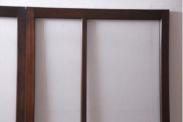 アンティーク建具　モールガラス入り　大判のレトロガラスが可愛らしいガラス戸2枚セット(引き戸)(R-038204)