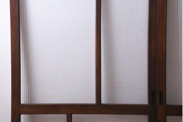 アンティーク建具　モールガラス入り　大判のレトロガラスが可愛らしいガラス戸2枚セット(引き戸)(R-038204)