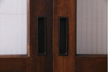 アンティーク建具　モールガラス入り　大判のレトロガラスが可愛らしいガラス戸2枚セット(引き戸)(R-038204)