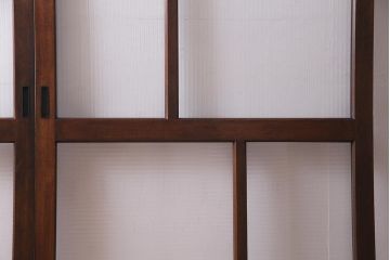 アンティーク建具　モールガラス入り　大判のレトロガラスが可愛らしいガラス戸2枚セット(引き戸)(R-038204)