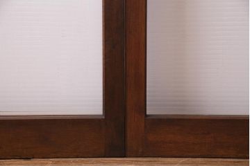 アンティーク建具　モールガラス入り　大判のレトロガラスが可愛らしいガラス戸2枚セット(引き戸)(R-038204)