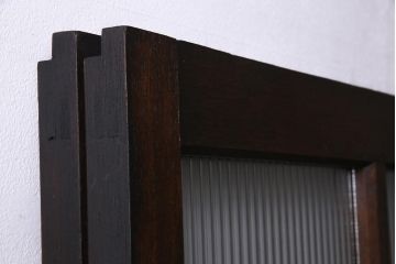 アンティーク建具　モールガラス入り　大判のレトロガラスが可愛らしいガラス戸2枚セット(引き戸)(R-038204)