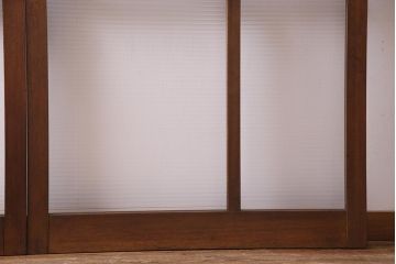 アンティーク建具　モールガラス入り　大判のレトロガラスが可愛らしいガラス戸2枚セット(引き戸)(R-038204)