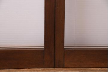 アンティーク建具　モールガラス入り　大判のレトロガラスが可愛らしいガラス戸2枚セット(引き戸)(R-038204)