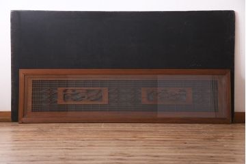 アンティーク建具　繊細な組子と鶴と松の彫刻が見事な欄間(明り取り、両面ガラス)(R-038206)