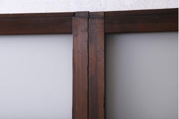 アンティーク建具　大正期　当時物色ガラス入り　表情豊かなガラス戸2枚セット(引き戸、建具)(R-038207)