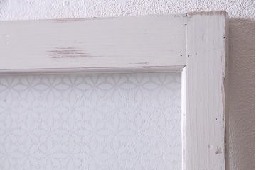 アンティーク建具　ペイント　当店オリジナルガラス入り　明るいカラーが魅力の木製ドア(扉、建具)(R-038208)