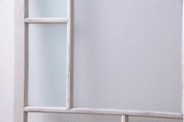 アンティーク建具　ペイント　当店オリジナルガラス入り　明るいカラーが魅力の木製ドア(扉、建具)(R-038208)