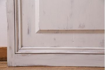 アンティーク建具　ペイント　当店オリジナルガラス入り　明るいカラーが魅力の木製ドア(扉、建具)(R-038208)