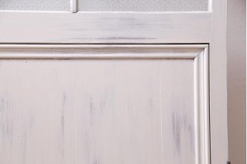 アンティーク建具　ペイント　当店オリジナルガラス入り　明るいカラーが魅力の木製ドア(扉、建具)(R-038208)