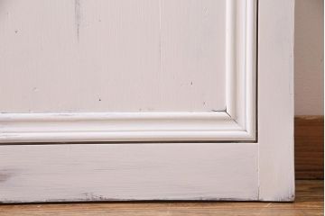 アンティーク建具　ペイント　当店オリジナルガラス入り　明るいカラーが魅力の木製ドア(扉、建具)(R-038208)