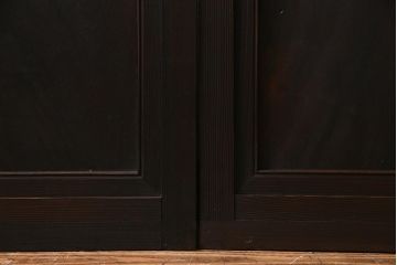 アンティーク建具　腰板ケヤキ材　ダイヤガラス入り　珍しい桟のデザインのガラス戸2枚セット(引き戸、建具)(R-038209)