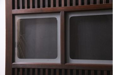 アンティーク建具　裏ガラス入り　変わり型　和の風情漂う格子戸2枚セット(建具、引き戸)(R-038210)