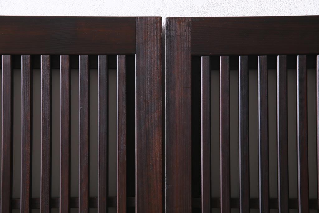 アンティーク建具　裏ガラス入り　変わり型　和の風情漂う格子戸2枚セット(建具、引き戸)(R-038210)