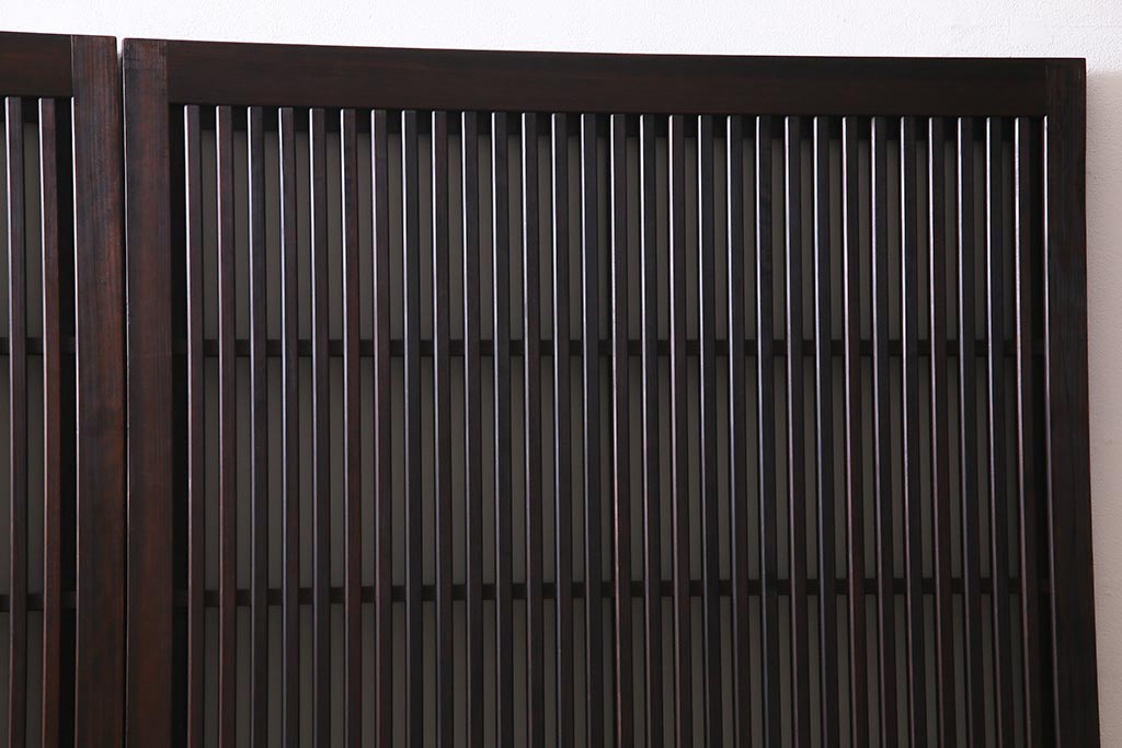 アンティーク建具　裏ガラス入り　変わり型　和の風情漂う格子戸2枚セット(建具、引き戸)(R-038210)