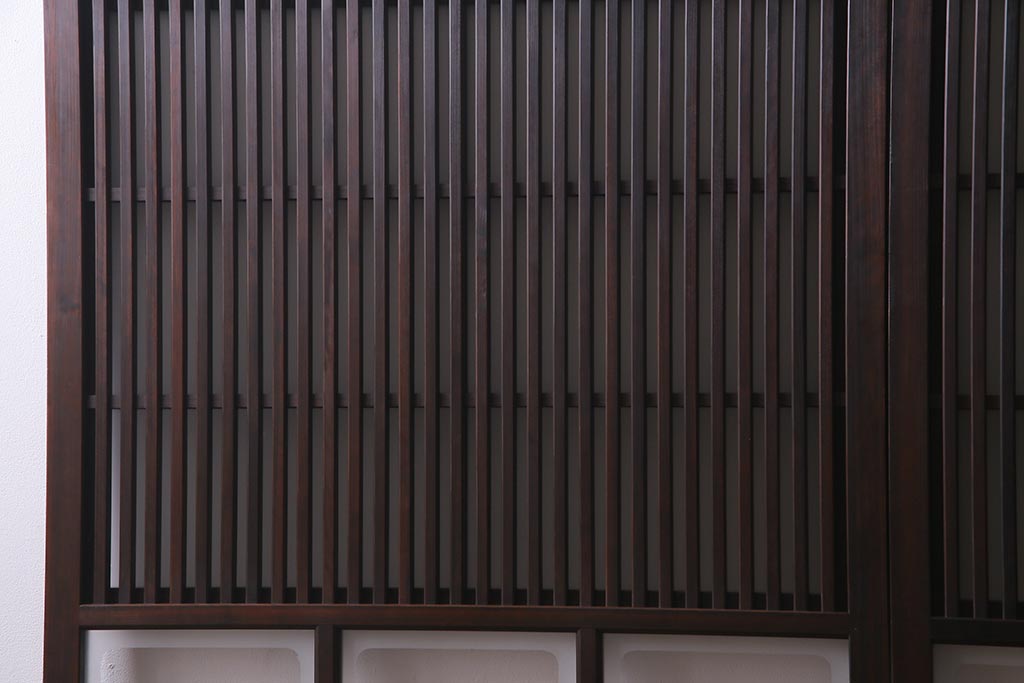 アンティーク建具　裏ガラス入り　変わり型　和の風情漂う格子戸2枚セット(建具、引き戸)(R-038210)