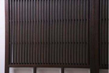 アンティーク建具　裏ガラス入り　変わり型　和の風情漂う格子戸2枚セット(建具、引き戸)(R-038210)
