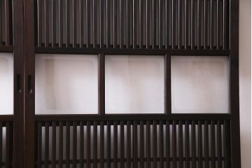 アンティーク建具　裏ガラス入り　変わり型　和の風情漂う格子戸2枚セット(建具、引き戸)(R-038210)