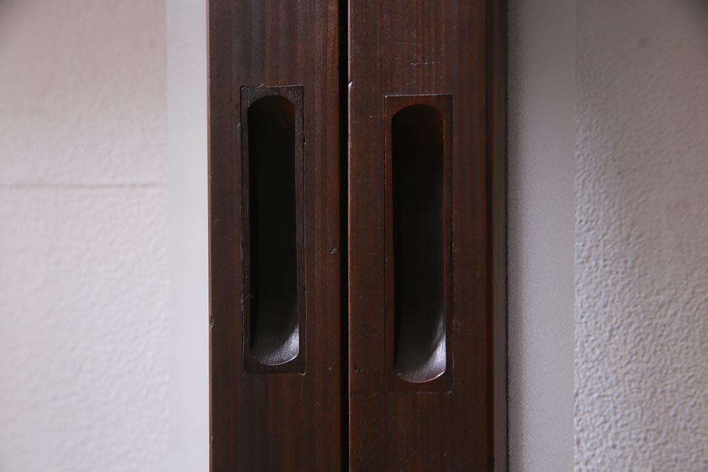 アンティーク建具　裏ガラス入り　変わり型　和の風情漂う格子戸2枚セット(建具、引き戸)(R-038210)