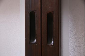 アンティーク建具　裏ガラス入り　変わり型　和の風情漂う格子戸2枚セット(建具、引き戸)(R-038210)