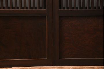 アンティーク建具　裏ガラス入り　変わり型　和の風情漂う格子戸2枚セット(建具、引き戸)(R-038210)