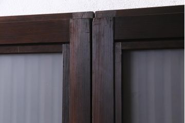 アンティーク建具　裏ガラス入り　変わり型　和の風情漂う格子戸2枚セット(建具、引き戸)(R-038210)