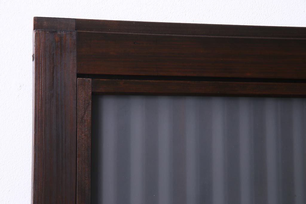 アンティーク建具　裏ガラス入り　変わり型　和の風情漂う格子戸2枚セット(建具、引き戸)(R-038210)