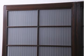 アンティーク建具　裏ガラス入り　変わり型　和の風情漂う格子戸2枚セット(建具、引き戸)(R-038210)