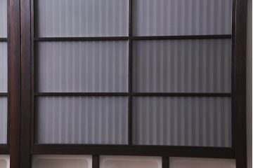 アンティーク建具　裏ガラス入り　変わり型　和の風情漂う格子戸2枚セット(建具、引き戸)(R-038210)