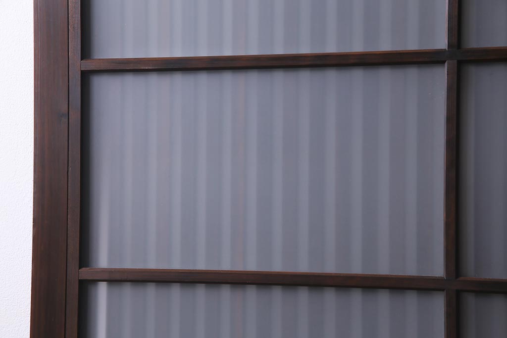 アンティーク建具　裏ガラス入り　変わり型　和の風情漂う格子戸2枚セット(建具、引き戸)(R-038210)