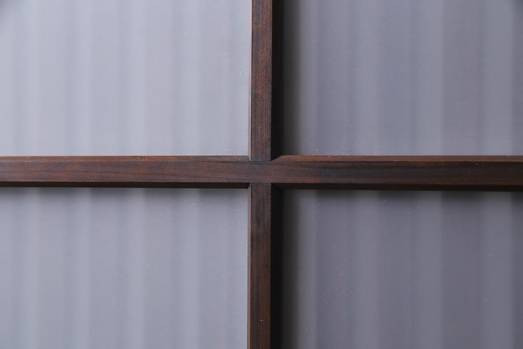 アンティーク建具　裏ガラス入り　変わり型　和の風情漂う格子戸2枚セット(建具、引き戸)(R-038210)