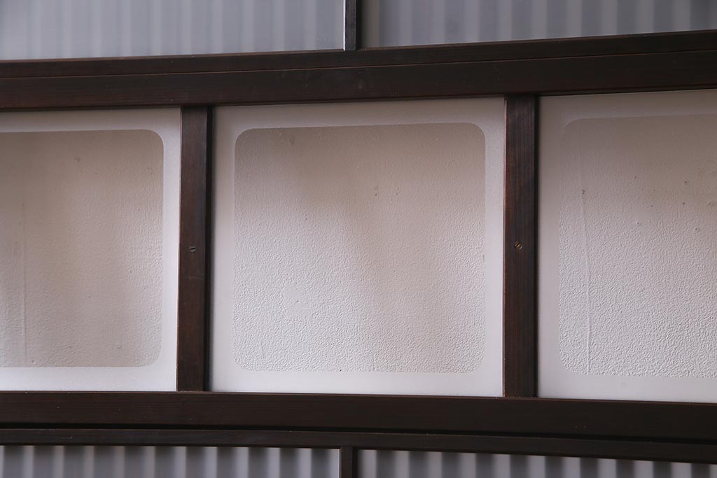 アンティーク建具　裏ガラス入り　変わり型　和の風情漂う格子戸2枚セット(建具、引き戸)(R-038210)