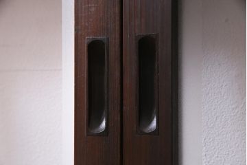 アンティーク建具　裏ガラス入り　変わり型　和の風情漂う格子戸2枚セット(建具、引き戸)(R-038210)