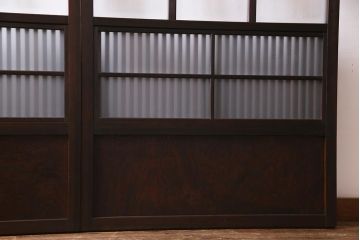 アンティーク建具　裏ガラス入り　変わり型　和の風情漂う格子戸2枚セット(建具、引き戸)(R-038210)