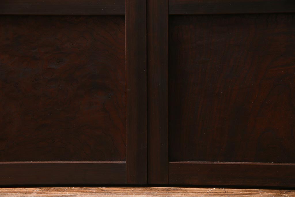 アンティーク建具　裏ガラス入り　変わり型　和の風情漂う格子戸2枚セット(建具、引き戸)(R-038210)