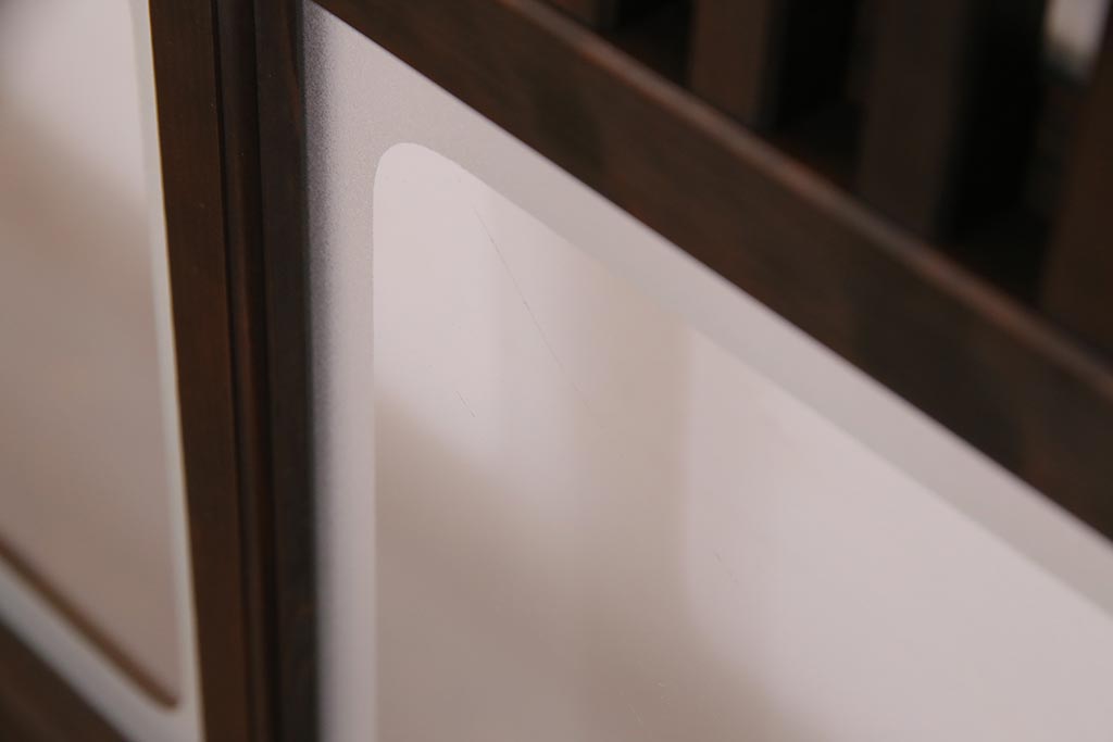 アンティーク建具　裏ガラス入り　変わり型　和の風情漂う格子戸2枚セット(建具、引き戸)(R-038210)