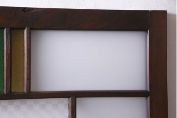 和製アンティーク　大正期　当時物色ガラス・当店オリジナルガラス　レトロモダンなガラスドア(建具、扉)(R-038211)