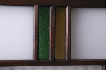 和製アンティーク　大正期　当時物色ガラス・当店オリジナルガラス　レトロモダンなガラスドア(建具、扉)(R-038211)