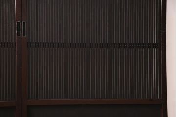 アンティーク建具　明治期　味わいのある木肌が魅力の格子戸2枚セット(引き戸、建具)(R-038212)