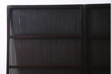 アンティーク建具　明治期　味わいのある木肌が魅力の格子戸2枚セット(引き戸、建具)(R-038212)