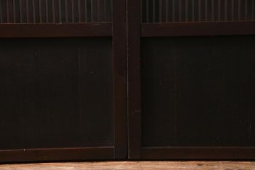 アンティーク建具　明治期　味わいのある木肌が魅力の格子戸2枚セット(引き戸、建具)(R-038212)